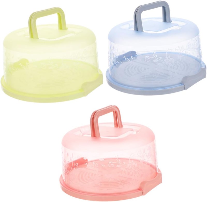 MAGICLULU 3pcs Portable Cake Carriers with Handles, round Pp Birthday Cake Boxes in Pink, Blue, Green, Food Storage Containers for Dessert and Fruit Transport Random Color - Image 1