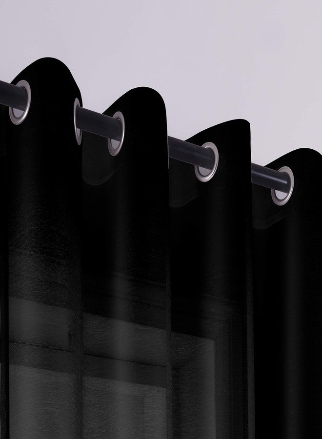 KOUFALL Black Sheer Curtains 84 Inches Long for Living Room Set of 2 Panels Grommet Window Drapes Semi Voile Modern Black Transparent Curtains for Bedroom 52x84 Inch Length - Image 3