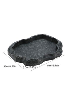Hztyyier Reptile Bowl, Resin Rock Reptile Food and Water Feeder Pet Aquarium Ornament Terrarium Dish Plate Bowl Water Bowl Imitating Rock for Tortoise Lizard Iguana(S 1)  - Image 3