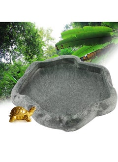 Hztyyier Reptile Bowl, Resin Rock Reptile Food and Water Feeder Pet Aquarium Ornament Terrarium Dish Plate Bowl Water Bowl Imitating Rock for Tortoise Lizard Iguana(S 1)  - Image 4