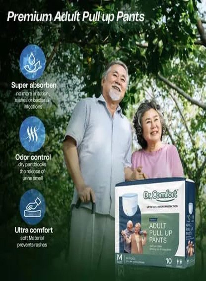 Dr. Comfort Adult Diaper Pants Style |10 Hr Absorption Protection | Unisex Diapers with Odour Control, Wetness Indicator & Aloe Vera Care | Soft, Breathable & Rash-Free (10 Units)|Size-M|Pack Of 1 - Image 4
