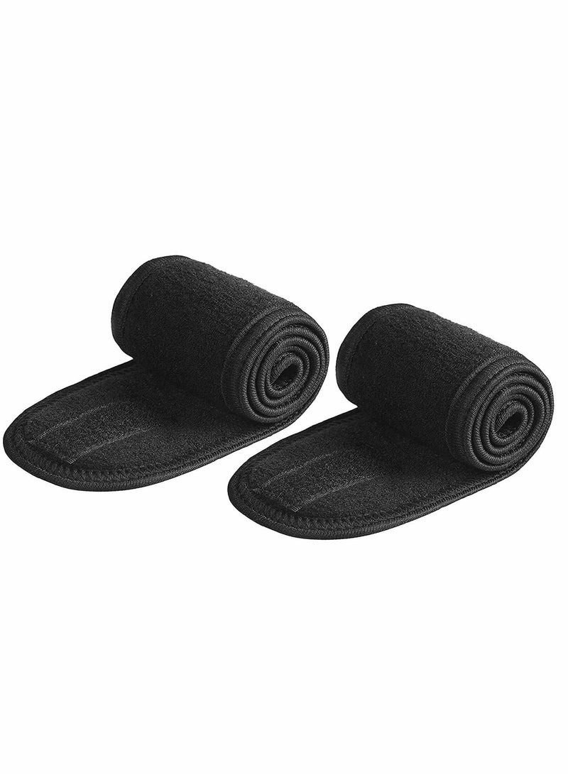 Y&D Makeup Headband Ultra Soft Adjustable Spa Facial Headbands Make Up Towel Shower with Magic Tape for Face Washing Mask Yoga 2 Pack Black - Image 1