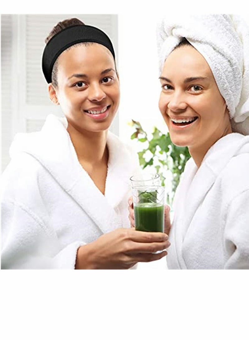 Y&D Makeup Headband Ultra Soft Adjustable Spa Facial Headbands Make Up Towel Shower with Magic Tape for Face Washing Mask Yoga 2 Pack Black - Image 5