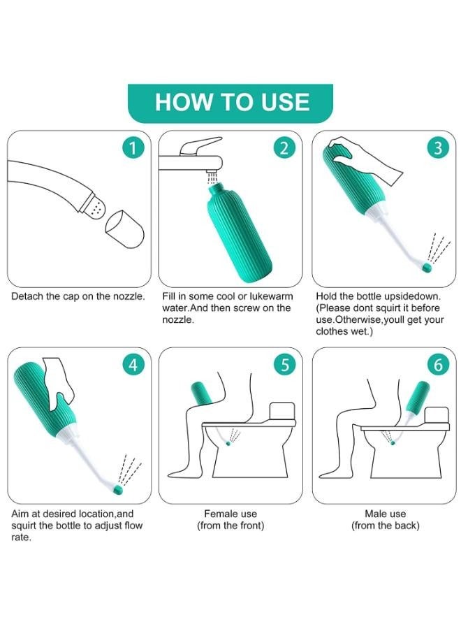 Portable Bidet 16.9oz/500ml Portable Travel Bidet for Personal Hygiene Cleaning - Perineal Bottle with 2 Nozzles & Retractable Conduit and Storage Bag  - Image 4