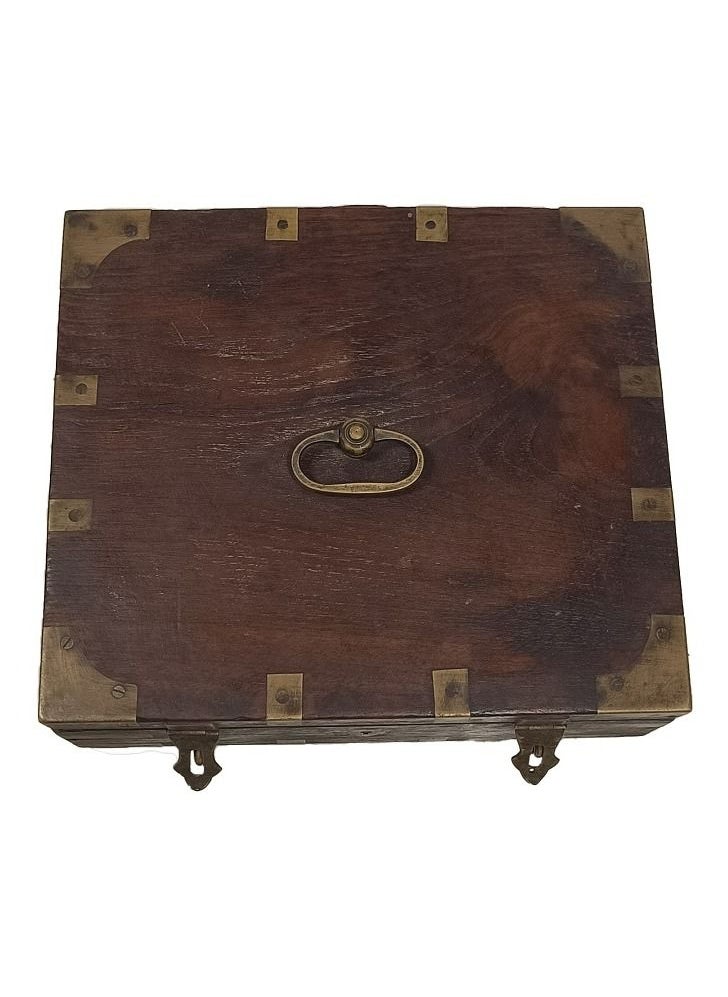null - Antique wooden box with unique design - Image 1