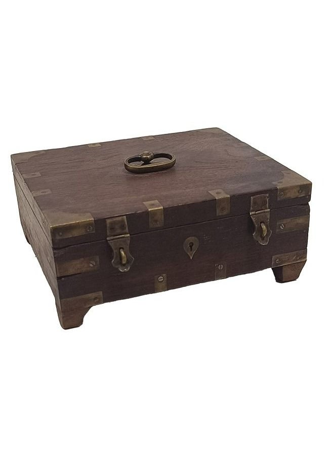 null - Antique wooden box with unique design - Image 1