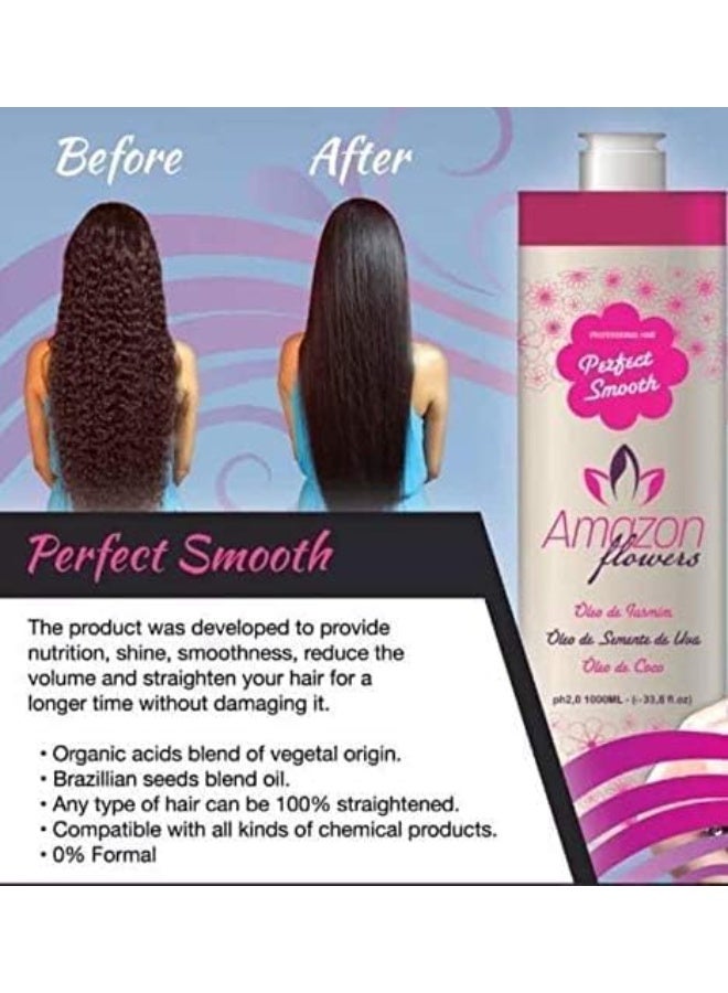 Amazon Flower Perfect Smooth Flowers Hair Protein Treatment, 1000ml, Natural Oils Blend for Straight Hair - Image 3