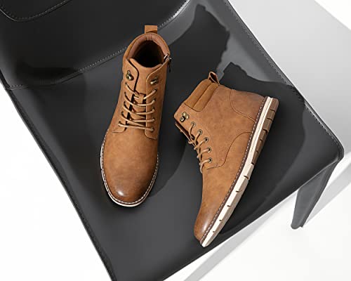 Vostey Boots for Men Casual Dress Shoes Fashion Waterproof Men's Motorcycle Boots(BMY8035A Brown 10.5) - Image 3