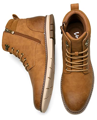 Vostey Boots for Men Casual Dress Shoes Fashion Waterproof Men's Motorcycle Boots(BMY8035A Brown 10.5) - Image 5