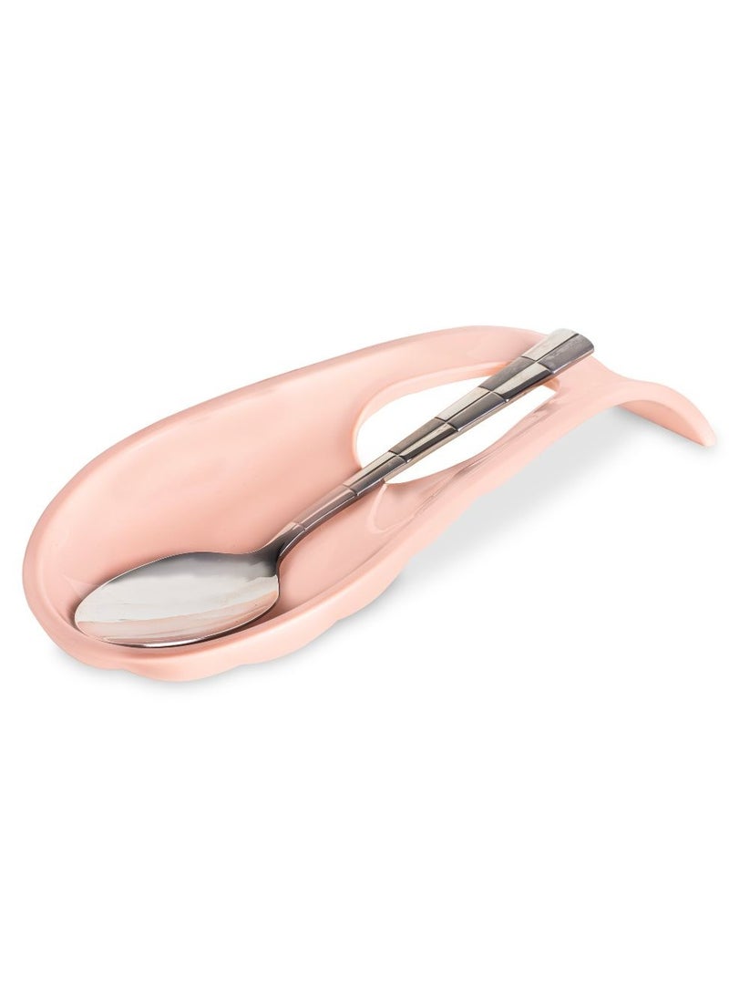 Generic Plastic spoon utensils holders for large spoon rest heat resistant flexible kitchen gadgets holder keeps counters clean 20L*10W pink  - Image 1