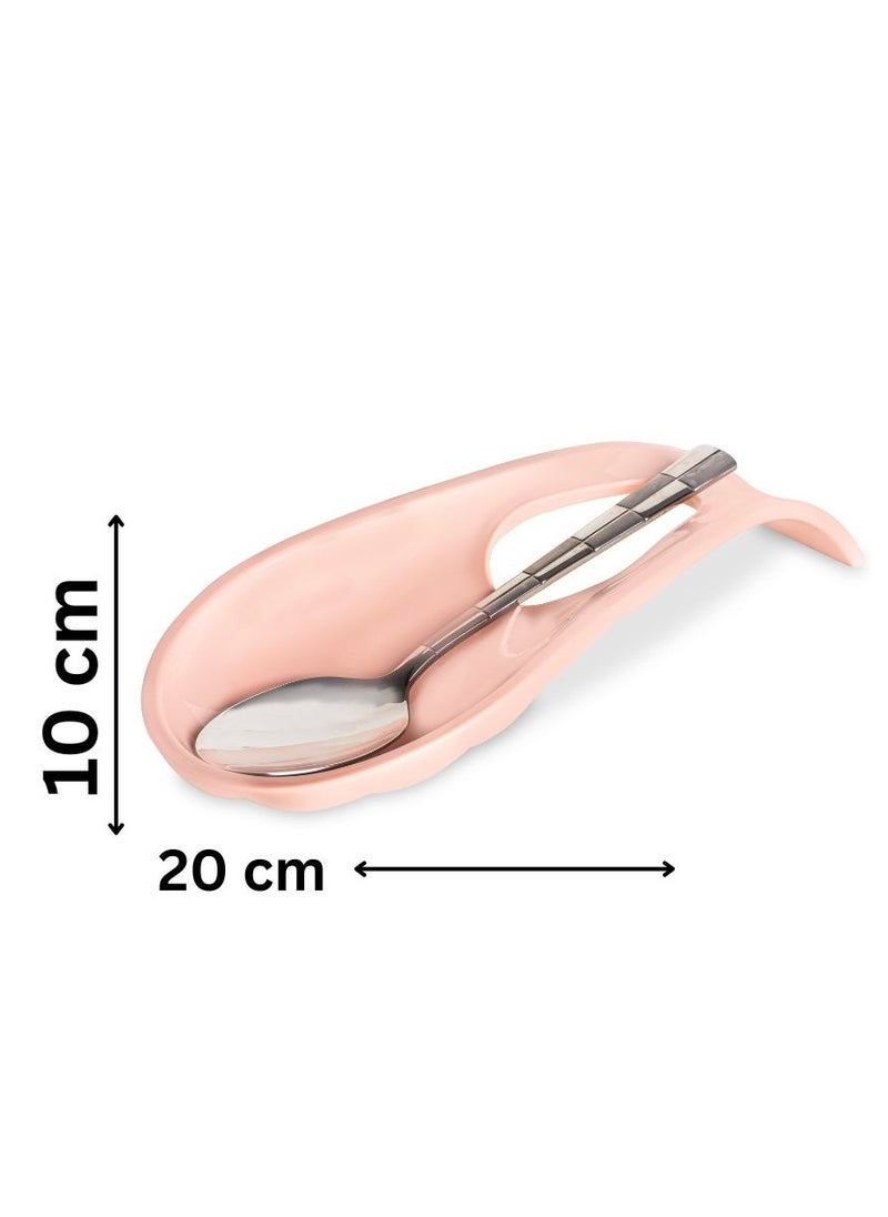 Generic Plastic spoon utensils holders for large spoon rest heat resistant flexible kitchen gadgets holder keeps counters clean 20L*10W pink  - Image 2