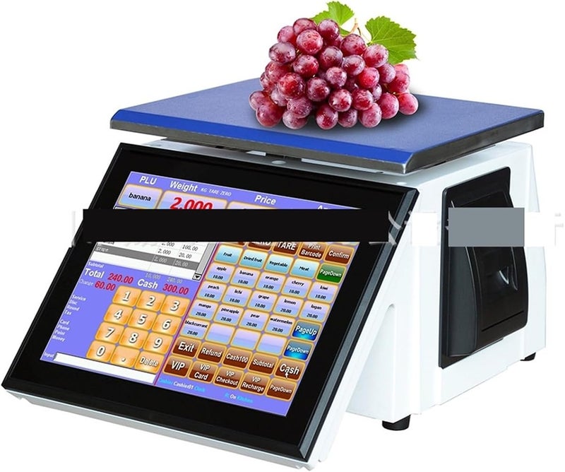 ROOUIO Cash Register, Cash Register Scale, Spicy Hotpot Electronic Scale Snack Fruit Touch Screen Weighing Cash Register All-in-one Machine - Image 1