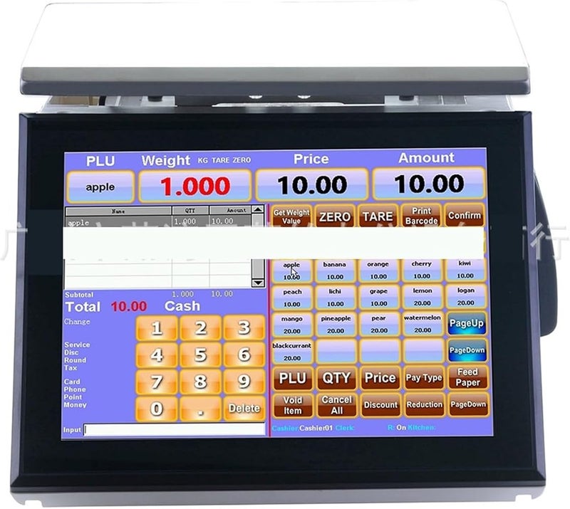 ROOUIO Cash Register, Cash Register Scale, Spicy Hotpot Electronic Scale Snack Fruit Touch Screen Weighing Cash Register All-in-one Machine - Image 2