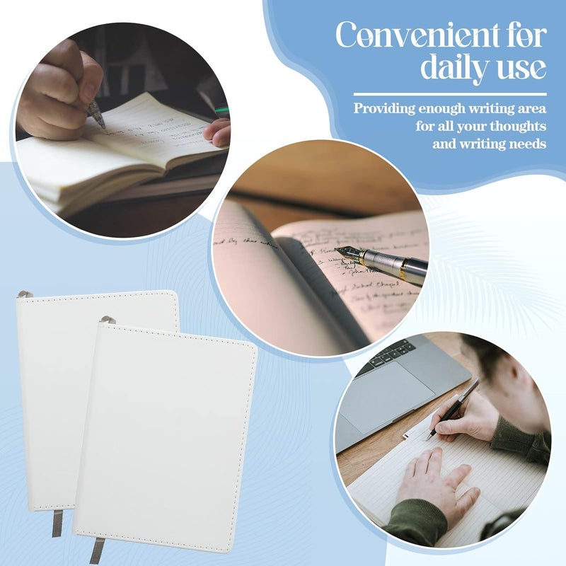 cheekyglo Sublimation Journal Blank Notebooks A6 190 Pages Thick Faux Leather Notebooks Sublimation Notebooks Leather Sublimation Journal Notebooks for School Office Supplies, White (6 Pcs) - Image 5