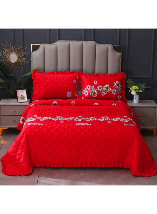 Winter Crystal Velvet Bed Sheet Blanket Thickened Non-slip Warm Coral Velvet Blanket Single Double Plus Velvet Blanket-Color:Lace Style - Colorful☢-Specifications:100* 200cm ☢ - Image 1
