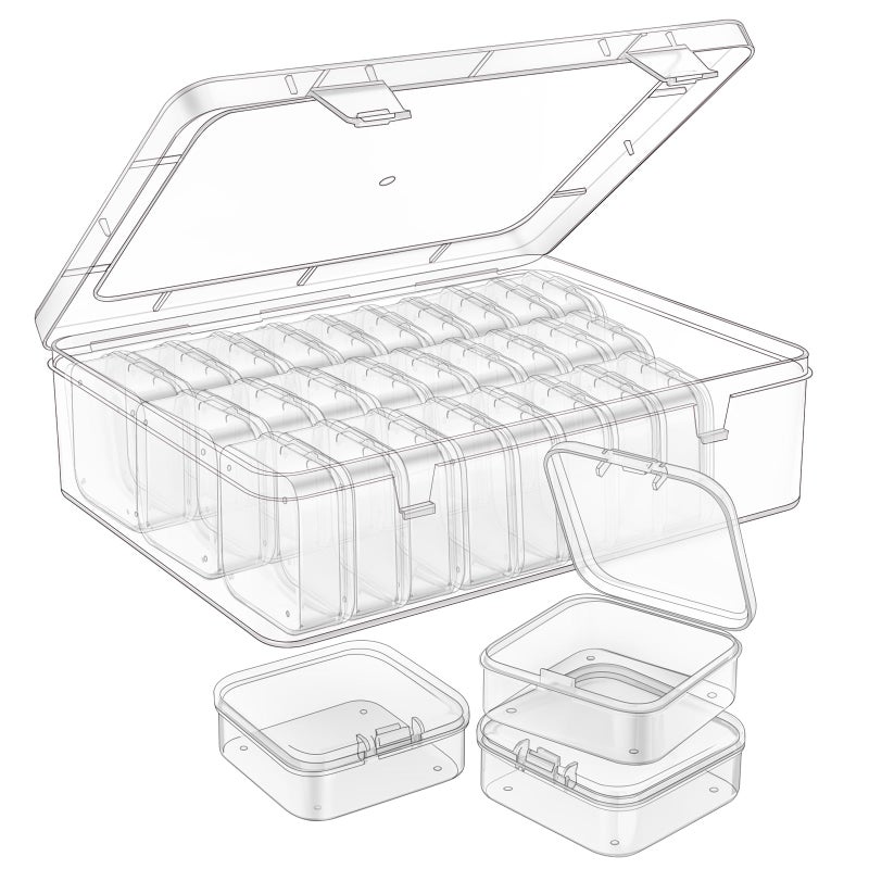 Mathtoxyz Bead Organizer Box 62Pcs Small Bead Organizers and Storage Plastic Cases Mini Clear Bead Storage Containers Boxes with Hinged Lid and Rectangle for Bracelet Making DIY Jewelry Craft Nail