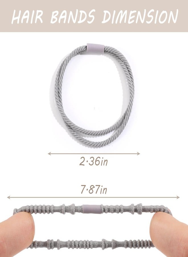 SYGY 20 PCS Boho Hair Ties, Grey Bracelets Hair Ties for Thick or Thin Hair, 4 Styles Boho Ties for Ponytail Holders, 2.36’’ Hair Ties No-Damage - Image 2