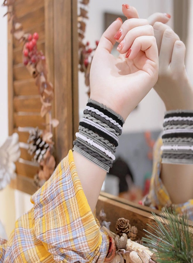SYGY 20 PCS Boho Hair Ties, Grey Bracelets Hair Ties for Thick or Thin Hair, 4 Styles Boho Ties for Ponytail Holders, 2.36’’ Hair Ties No-Damage - Image 5