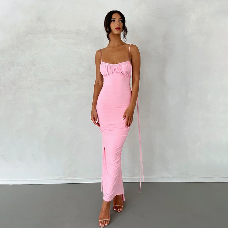 High-End Women'S Dress Backless Pleated Long Dress Evening Dress Sleeveless Strap Dress Women - Image 1