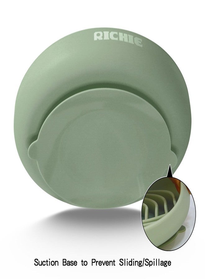 RICHIE Slow Feeder Dog Bowls with Suction Cups, Silicone Puzzle Bowl for Slow Eating, Pets Slow Feeder Non-Slip Design Dishwasher Microwave Safe for Small Medium Dogs, Green - Image 3