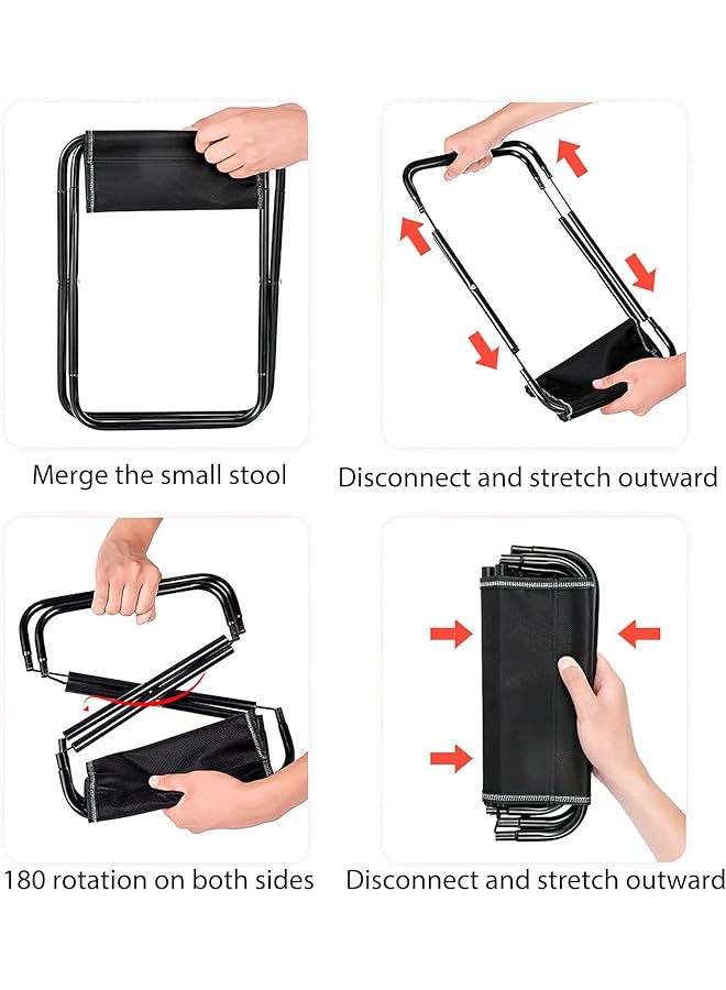 Excefore 2 Portable Folding Stools With Carry Bag Lightweight Camping Folding Stool Suitable For Fishing Hiking Backpacking Traveling Bbq - Image 5