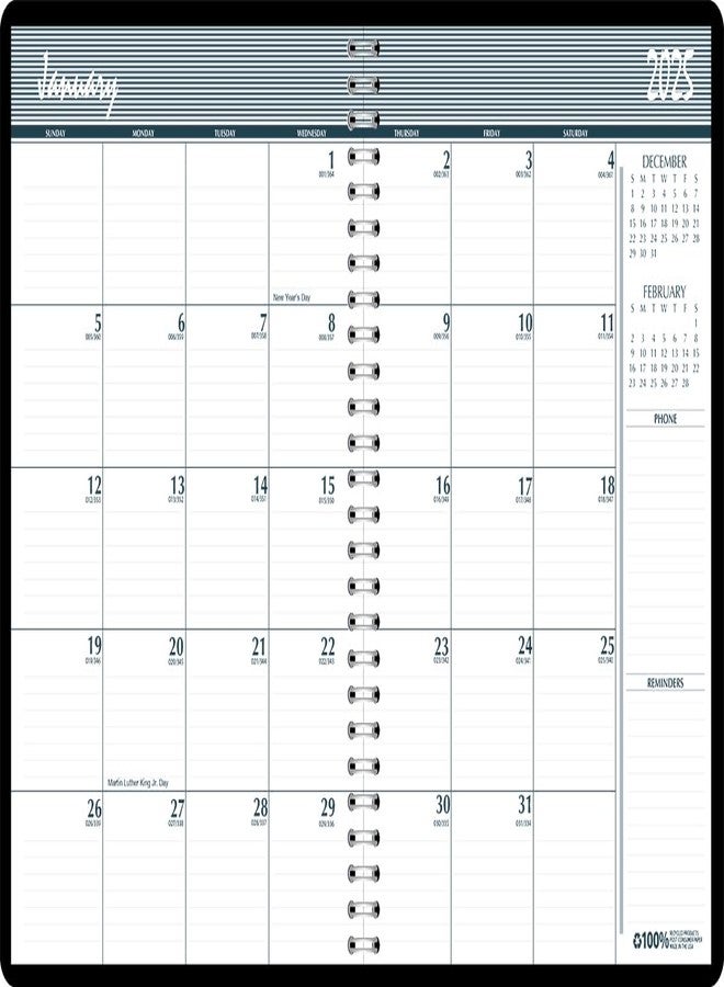 House of Doolittle 2025-2026 Monthly Calendar Planner, 2 Years, Expense Log, 6.9 x 8.75 Inches, Black Leatherette Cover (HOD268002-25) - Image 1