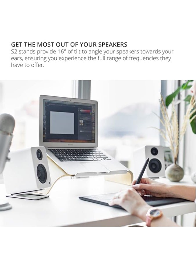 General Desktop Computer Audio Stand, Desktop Computer Speaker Bracket Bracket (White, 11.5*15.5*0.03cm)  - Image 5