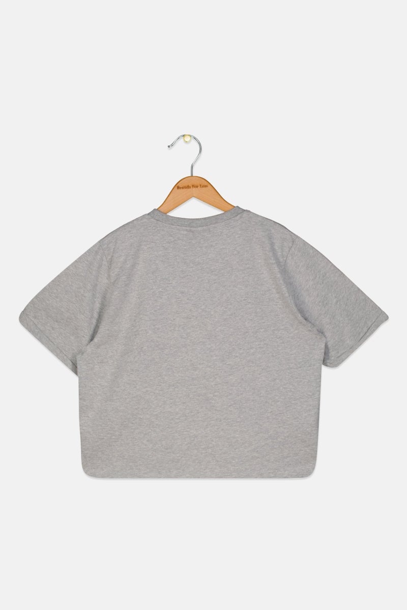 Ellesse Kids Girl Short Sleeve Brand Logo T Shirt, Grey - Image 2