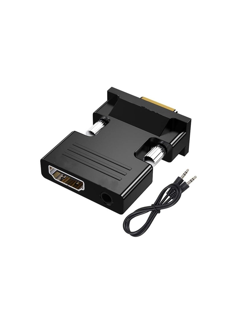 HDMI to VGA adapter with 3.5mm audio cable, 1080P 60Hz quality, for connecting laptop to TV or monitor