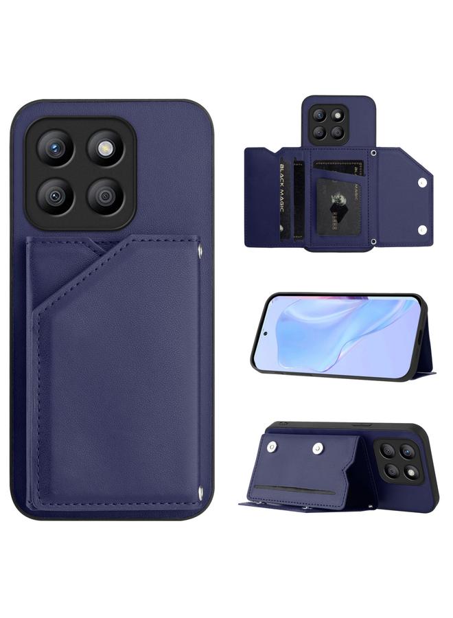 اس-توب جراب هاتف Honor X8b Global Skin Feel بأربعة فتحات للبطاقات مع حزام معصم - Image 1