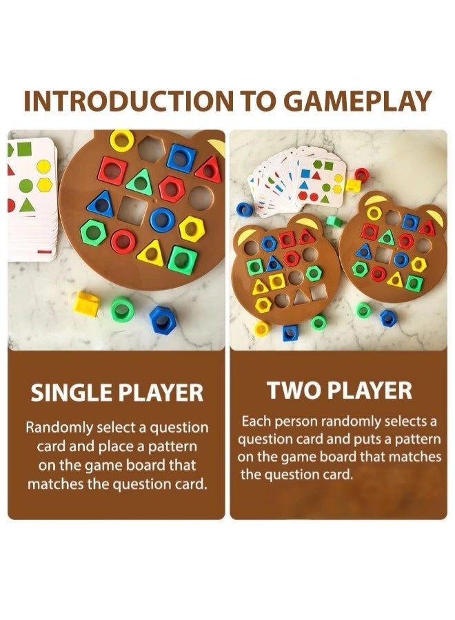 ShebSheb Shape Matching Game Color Sensory Educational Toy, Children Puzzles Geometric Shape Quick Matching Board Game, Preschool Educational Learning Puzzle Toy for Toddlers Two Players - Image 3