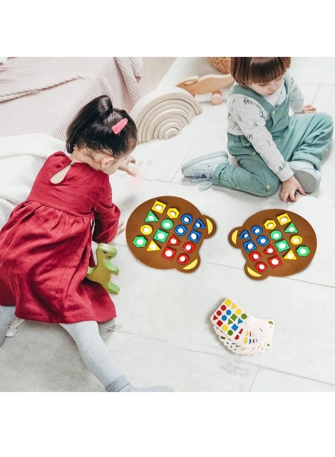 ShebSheb Shape Matching Game Color Sensory Educational Toy, Children Puzzles Geometric Shape Quick Matching Board Game, Preschool Educational Learning Puzzle Toy for Toddlers Two Players - Image 5