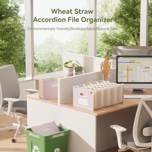 EcoStash 26 Pockets Accordion File Organizer Wheat Straw File Folders UprightOpen Top AZ Bill Receipt Organizer 100 BPA Free Return to Nature LetterA4 Size Lavender Purple - Image 3