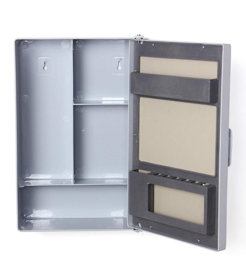 zahab zahab Single Door Storage Bathroom Cabinet with Mirror Grey 10 x14 inches Plastic - Image 5