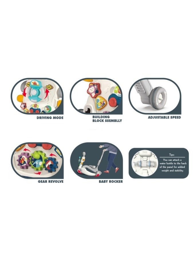 إفريثينج فور كيدز مشاية أطفال 6 في 1 مشاية تعليمية للجلوس والوقوف، مشاية دفع يتم تجميعها كعربة/سكوتر/دراجة نارية/مركز أنشطة هدية للأطفال - Image 3