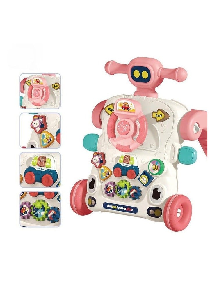 إفريثينج فور كيدز مشاية أطفال 6 في 1 مشاية تعليمية للجلوس والوقوف، مشاية دفع يتم تجميعها كعربة/سكوتر/دراجة نارية/مركز أنشطة هدية للأطفال - Image 2