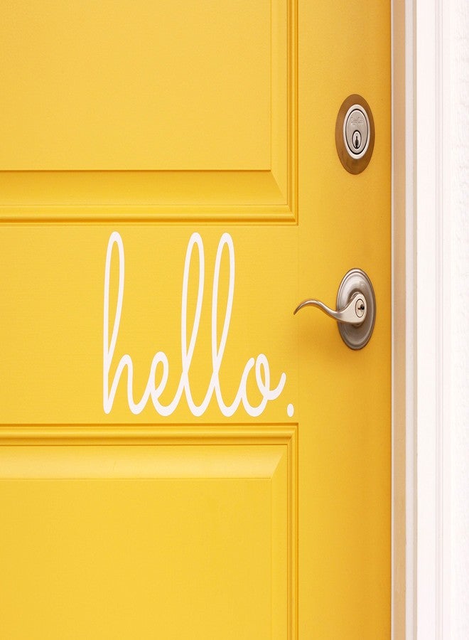 ORACAL Hello in Cursive Indoor/Outdoor Lettering Wall Art Decor Sticker Vinyl for Door 5" X 11" (White, Matte) - Image 1