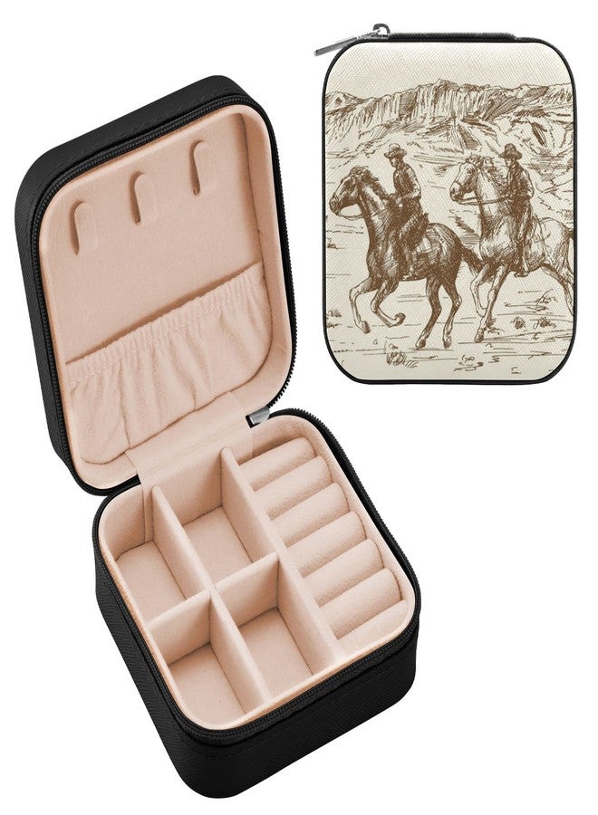 WELLDAY Jewelry Box Western Desert Cowboy Portable Jewelry Travel Case Organizer Bag Storage Box for Necklace, Earrings, Rings, Bracelet - Image 1