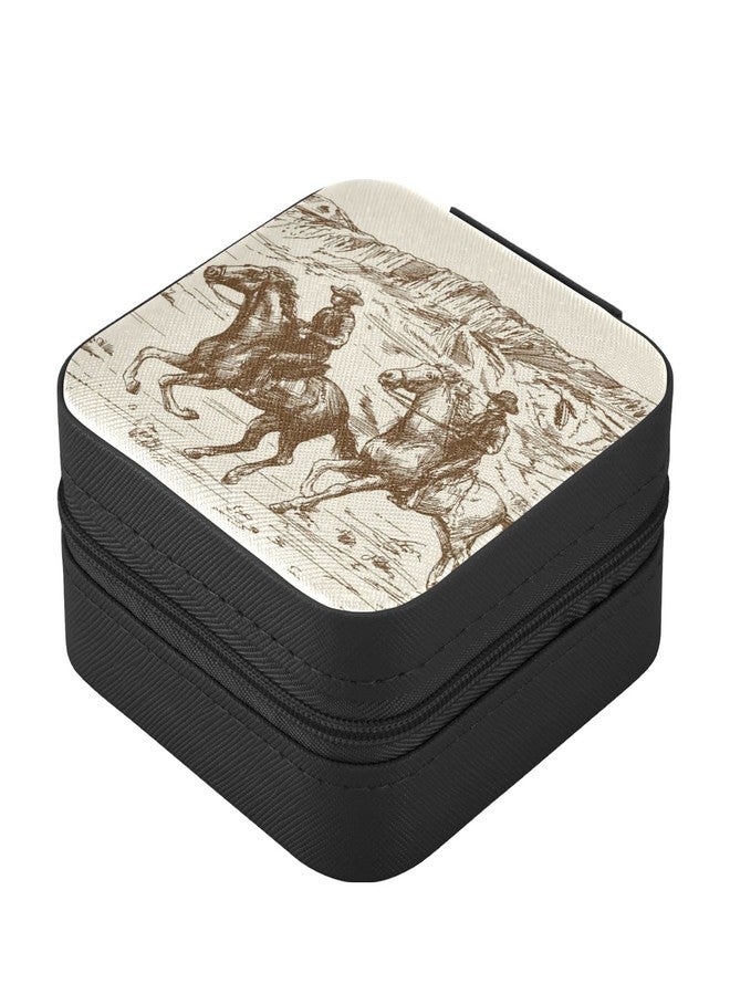 WELLDAY Jewelry Box Western Desert Cowboy Portable Jewelry Travel Case Organizer Bag Storage Box for Necklace, Earrings, Rings, Bracelet - Image 2