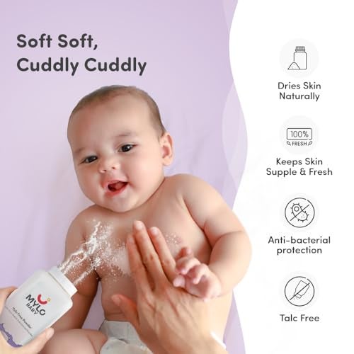 Mylo Care Talc-Free Baby Powder with Corn Starch | Made Safe Australia Certified | Absorbs Extra Oil, Relieves Itchiness & Softens Skin | Safe for All Skin Types (100g (Pack of 1)) - Image 3