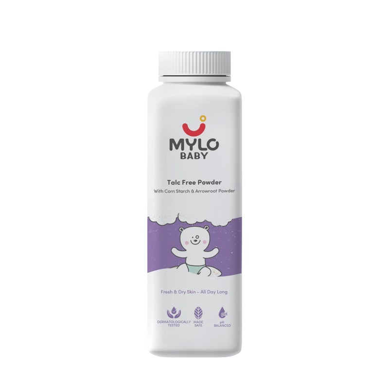 Mylo Care Talc-Free Baby Powder with Corn Starch | Made Safe Australia Certified | Absorbs Extra Oil, Relieves Itchiness & Softens Skin | Safe for All Skin Types (100g (Pack of 1)) - Image 2