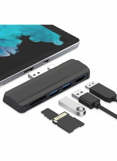Hub for Surface Pro 4/Pro 5/Pro 6 Docking Station USB 3.0x2 Adapter, SD TF Micro Memory Card Reader, 4K HDMI Port Microsoft 6/ 5/4（BLACK)