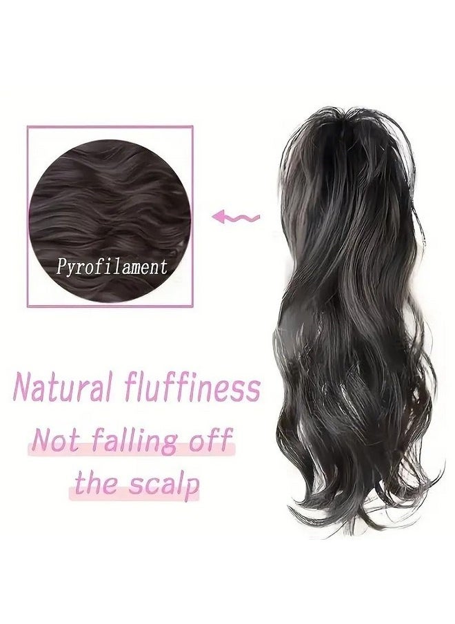 Miss Lirenn - ® Light Weight High Fountain Natural Short Wavy And Curly Synthetic Ponytail Claw Clip Hair Extensions For Women, 15 Inch Long, Black Color - Image 1
