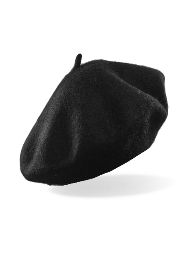 ZARSIO Wool French Beret Hat Solid Color Artist Beret Cap Classic Stylish Beanie for Women (US, Alpha, One Size, Black) - Image 1