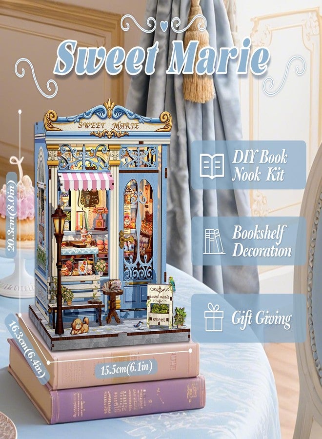 Fsolis Book Nook Kit - DIY Bookshelf Miniature Kit for Adults, 3D Puzzle Booknook Bakery Tiny House Adult Craft Gifts for Women Teenagers Book Lovers (Sweet Marie) - Image 3