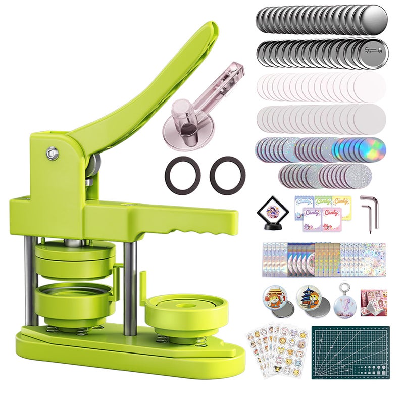Freeingbag 58mm Button Maker Machine Kit, Installation-Free Button Pin Maker & Pin Maker Machine with 100 Sets Supplies, Circle Cutter & Bonus DIY Accessories for Badges, Crafts & School Projects - Image 1