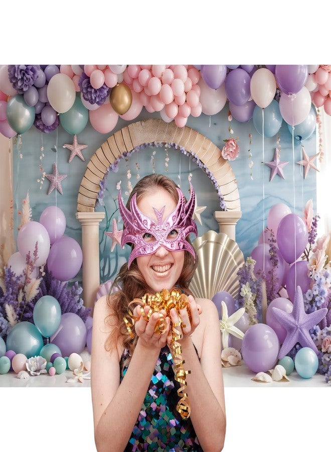 ميهوفوند خلفية تصوير تحت البحر من MEHOFOND مقاس 7×5 أقدام، بالونات أرجوانية ووردية، زينة حفلات أعياد ميلاد أميرات البنات، أصداف نجم البحر، لافتة استحمام الطفل، ديكورات تحطيم الكعك، دعامات كشك الصور - Image 5