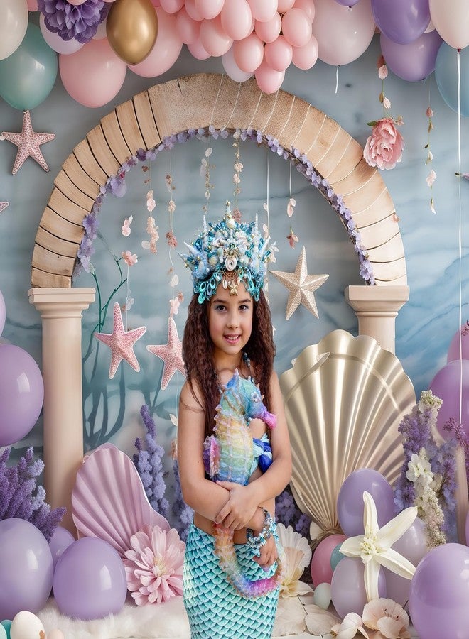 ميهوفوند خلفية تصوير تحت البحر من MEHOFOND مقاس 7×5 أقدام، بالونات أرجوانية ووردية، زينة حفلات أعياد ميلاد أميرات البنات، أصداف نجم البحر، لافتة استحمام الطفل، ديكورات تحطيم الكعك، دعامات كشك الصور - Image 2