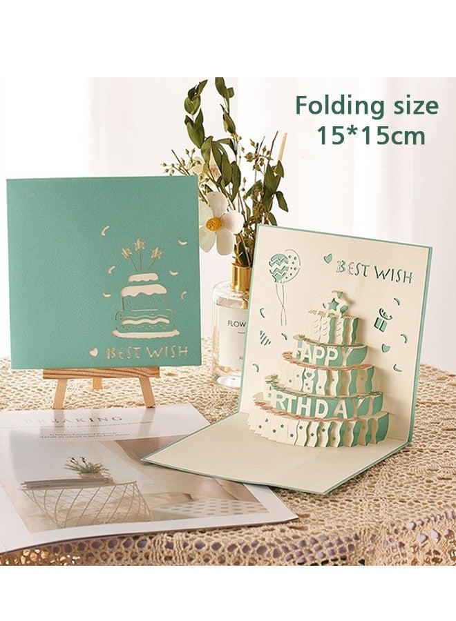 DURKU 3D Birthday Cards, Play Music Warm LED Light Birthday Cake Card, Music Greeting Cards Gift for Women Mom Wife Sister Girl - Image 2