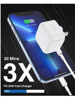 ELTRAZONE iPhone 13 Charger Plug and Cable, 20W USB C Plug with USB C Lightning Cable, USB C Apple Lightning Cable and iPhone Plug uk Charger for iPhone 13 Pro Max/12/12Mini/11/XR/XS/X/8  - Image 5
